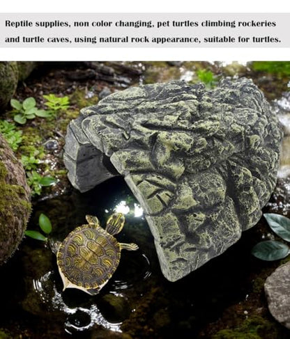 Reptile Hideout Cave, Aquarium Fish Hide Cave Decoration, Small Turtle Basking Platform Resin Rock Fish Tank Hides Habitat Decorations Reptile Hideout Nest Habitat