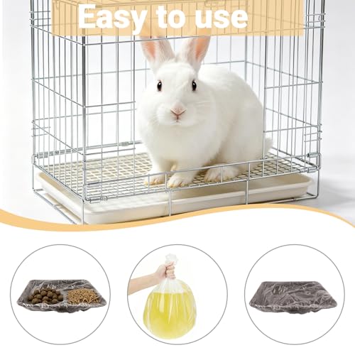 Disposable Rabbit Cage Liner, Plastic Small Animal Bird Cage Liners Elastic Thickened Design Universal Toilet Film Quick Cleanup for Guinea Pig Bird Hedgehog Hamster Bunny Chinchillas (100 Count)