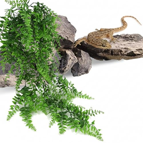 4 Pack Artificial Hanging Plants for Terrarium, Realistic Reptile Vines with Suction Cups for Snake Tank, Bearded Dragon Habitat, Gecko Climbing Decorsnake Plant