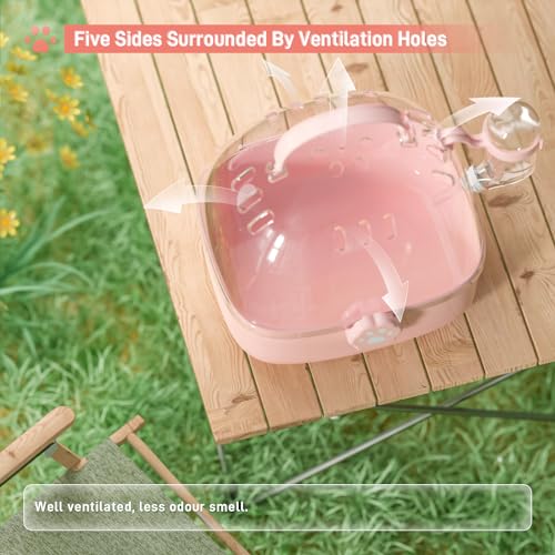 BUCATSTATE Small Animal Carrier Cage with Water Bottle, Portable Hamster Travel Carrier Carry Case 7.24" L*6.69 W *6.42" H for Small Pets, Gerbils, Mice, Dwarf Hamster (Pink) - color: Pink
