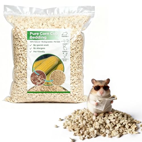 ‌Natural Corn Cob Pet Bedding - 44oz Premium Small Animal Bedding for Hamsters, Birds, Reptiles & More, Absorbent & Odor-Control