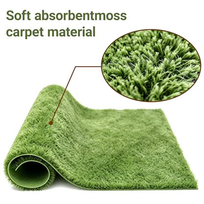 Reptile Carpet Substrate, Washable Absorbent Moss Mat Bedding Liner | Made of thick fiber for amphibian terrariums, this non-slip flooring holds moisture to keep tanks stable, sized 17.72x23.6in
