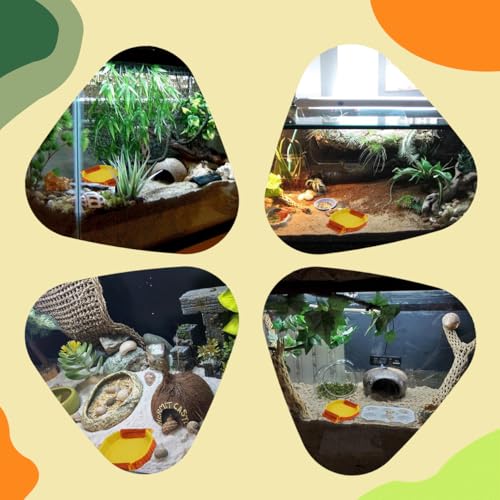 Hermit Crab Water Tank Hermit Crab Habitat Reptile Food Dish Accessories for Hermit Crab Turtle Lizard Water Tank Cage (Yellow, 6.1 x 5.71 x 0.79 inches)