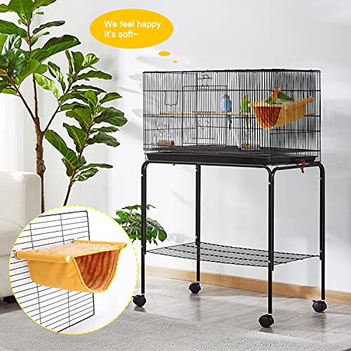 BWOGUE Winter Warm Bird Nest Bed Hanging Hammock Snuggle Hut Parrot House Tent Toy Bird Cage Perch for Parakeet Budgies Cockatiels Lovebird Cockatoo Finch Hamster Chinchilla Guinea Pig(Medium, Yellow) - color: Yellow, size: Medium (9"x7.2")