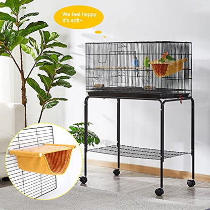 BWOGUE Winter Warm Bird Nest Bed Hanging Hammock Snuggle Hut Parrot House Tent Toy Bird Cage Perch for Parakeet Budgies Cockatiels Lovebird Cockatoo Finch Hamster Chinchilla Guinea Pig(Medium, Yellow) - color: Yellow, size: Medium (9"x7.2")