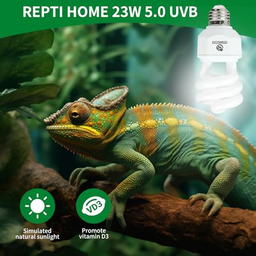 UVA UVB Reptile Light 23W 5.0,Tropical & Sub-Tropical Terrarium Compact Fluorescent Lamp,UVB Reptile Light Bulb for Snake,Chameleons,Iguanas,Turtles - size: 5.0-23