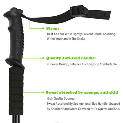 Snake Hook Reptile Grabber Rattle Snake Catcher,Professional Aluminum Alloy with Telescopic Rod and Lock, Comfortable Grip Handle for Catching,Controlling,Moving (53 inch Snake Hook)