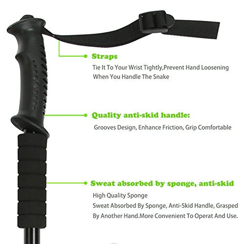 Extendable Snake Hook Reptile Corn Snake Ball Python Rattlesnake Handling Tool for Catching,Controlling,Or Moving Snakes, Material Tool(53inch and 25inch)
