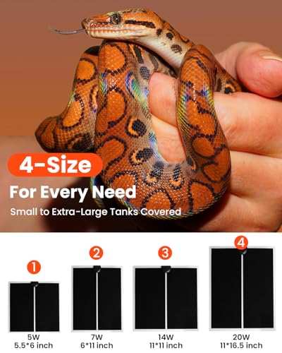 MQ Reptile Terrarium Heat Pad with LCD Digital Aquarium Thermometer, 11 x 16.5in Power Adjustment Under Tank Heater Mat for Pets, Small Animals, Seedling, 20W - size: 20W, 11*16.5 in