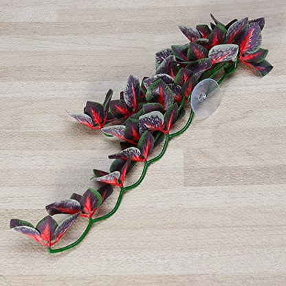 POPETPOP Reptile Plants for Terrarium : Terrarium Plant with Suction Cup Aquarium Plants Fish Tank Plants Reptile Fake Plant for Bearded Dragons Lizards Geckos