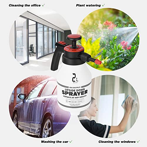 FOSHIO 0.53 Gallon Garden Pump Sprayer, 2L Portable Hand Pump Pressure Water Spray Bottles with Adjustable Nozzle Trigger Lock Sprayer for Home, Lawn and Car Detailing
