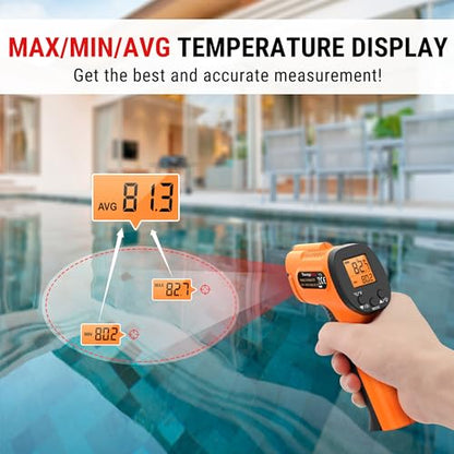 TempPro TP30 Infrared Thermometer Gun, Laser Thermometer for Cooking, Pizza Oven, Griddle, Engine, HVAC, Temperature Gun with Adjustable Emissivity & Max Measure -58°F ~1022°F, Gift for Dad Husband - style: 1 Laser & D:S 12:1