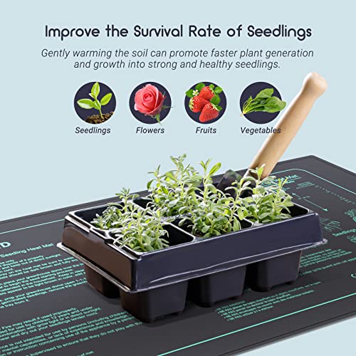 LUXBIRD Durable Waterproof Seedling Heating Mat 10”x 20.75” Warm Hydroponic Heating Pad for Indoor Plants Germination, IP67, MET Standard, LB-HM21W - size: 1 Pack-10"x20.75"