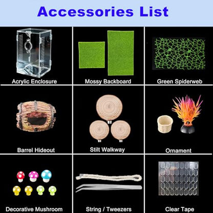 Acrylic Jumping Spider Enclosure,Reptile Enclosure,Bug Habitat, for Small Tree Dwelling Reptiles,Arboreal Tarantula Enclosure, Spider Terrarium Kit,Plastic Terrarium(4.7" X 4.7" X 8") - color: A1