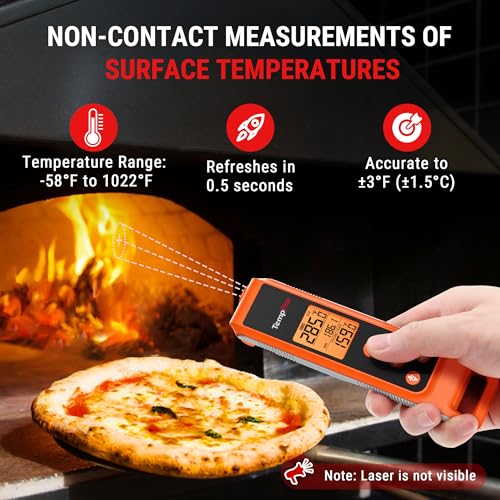 TempPro TP420 2-in-1 Instant Read Thermometer for Cooking, Infrared Thermometer with Meat Probe, Non-Contact Laser Meat Thermometer for Griddle Grill Pizza Oven HVAC Pool, Gift for Dad Husband - style: IR Thermometer with Meat Probe