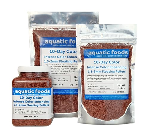 Ultra Intense Color Enhancing with a 10-Day Color Change, 1.5mm - 2mm Floating Pellets for Cichlids, Discus, All Baby and Small Tropical Fish & Pond Fish...1/2-lb Bag - size: 8 Ounce (Pack of 1)