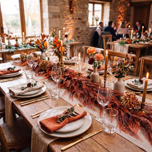 Daifunli 12 Pcs Artificial Fall Hanging Plants Fake Hanging Ferns Plastic Autumn Faux Plants for Wall Room Garden Garland Indoor Outdoor Decor No Basket (Fall Boston =) - style: Fall Boston