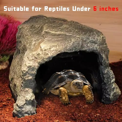 Tfwadmx Reptile Hideout, Tortoise Hide Cave, Turtle Hideout with Bendable Vines Leaves, Resin Rock Cave Habitat Hidden for Turtles Tortoise Bearded Dragons Lizards Geckos Snakes