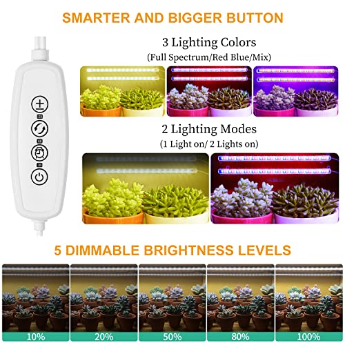 Mosthink Grow Lights for Indoor Plants, LED Grow Light Strips with Auto Timer