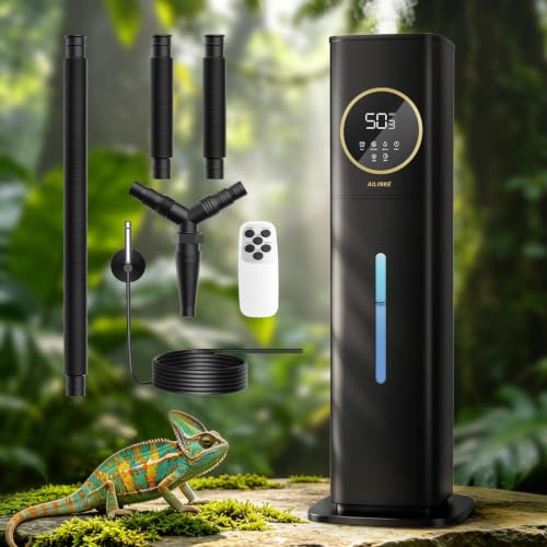 Humidifier for Plants Indoor, Reptile Fogger with Humidity Control - 2.1Gal/8L Cool Mist Humidifier with Humidity Probe/Expandable Hose, Terrarium, Greenhouse, Grow Tent, Houseplants, Reptiles