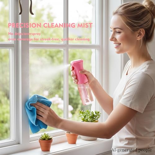 Continuous Spray Bottle, 6.8 OZ Hair Spray Bottles, Ultra-Fine Mister Spray Bottle for Hairstyling, Cleaning, Plants, Pets, Salons, and More (1 Pack) - color: Pink