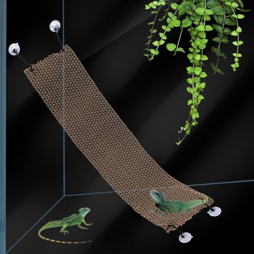 COMSUN 2 Pack Bearded Dragon Hammock, Collapsible Reptile Hammock Lounger Suitable for Resting Climbing, Reptile Hammock for Middle Small Lizard, Chameleon and Gecko (Rectangle Black & Yellow)