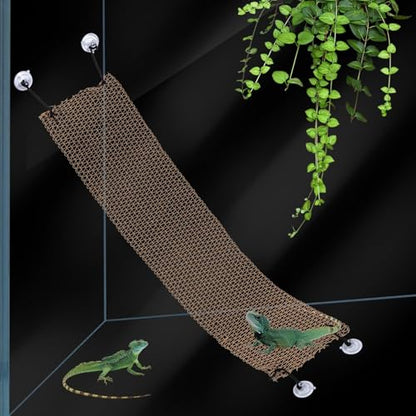 COMSUN 2 Pack Bearded Dragon Hammock, Collapsible Reptile Hammock Lounger Suitable for Resting Climbing, Reptile Hammock for Middle Small Lizard, Chameleon and Gecko (Rectangle Black & Yellow)