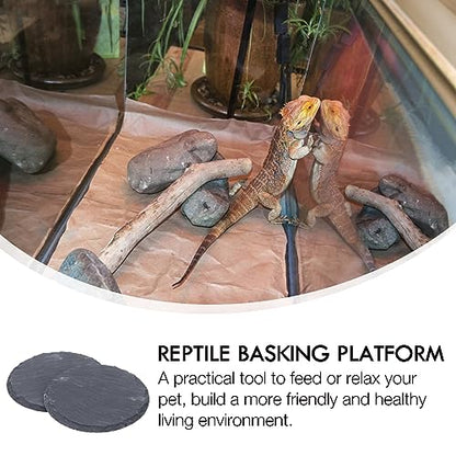 POPETPOP Turtle Basking Platform -2pcs Reptile Basking Rock Turtle Resting Platform Tortoise Habitat Accessories for Bearded Dragons Amphibians Leopard Gecko