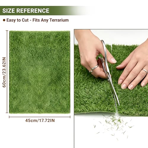 Reptile Carpet Substrate, Washable Absorbent Moss Mat Bedding Liner | Made of thick fiber for amphibian terrariums, this non-slip flooring holds moisture to keep tanks stable, sized 17.72x23.6in