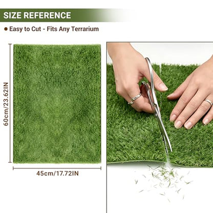 Reptile Carpet Substrate, Washable Absorbent Moss Mat Bedding Liner | Made of thick fiber for amphibian terrariums, this non-slip flooring holds moisture to keep tanks stable, sized 17.72x23.6in