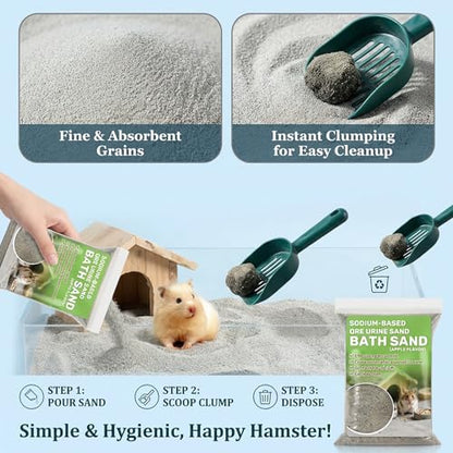 Sukh 14OZ Hamster Desert Sand - Coarse Play Bedding Sand for Hamster Gerbil Chinchilla Guinea Pig Reptile Chicken Bird, Cage Accessories Fish Tank Odor Control Digging Pee Sand, Apple Scent - color: Grey