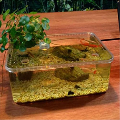 Reptile Tank Turtle breeding Tank Water and Land with Sun Drying Platform Small Desktop Easy Assembly
