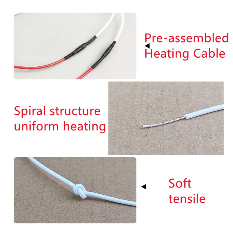 12V Pre-Assembled Silicon Rubber Heating Wire for DIY Steering Wheel Heating, Self Made Warmer Incubator, Seat Heater (32.8ft) - size: 32.8ft