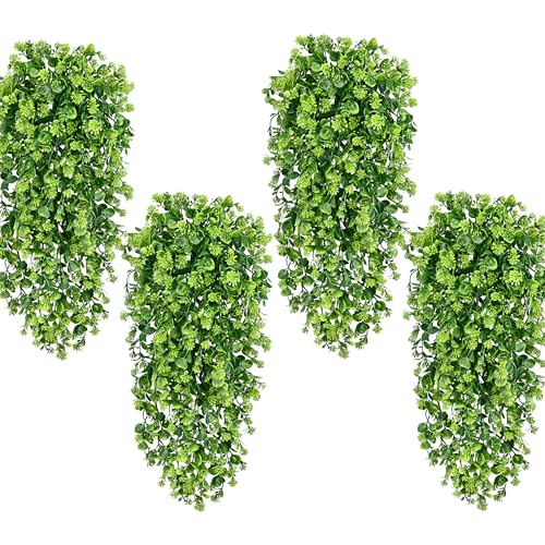 Waipfaru 8Pcs Fake Hanging Plants 3ft Fake Plants UV Resistant Fake Vines Artificial Decor for Indoor Outdoor Party Wall Porch Wedding Decoration,Light Green - color: Light Green Ivy Vines-thickened, size: 8Pcs Plants
