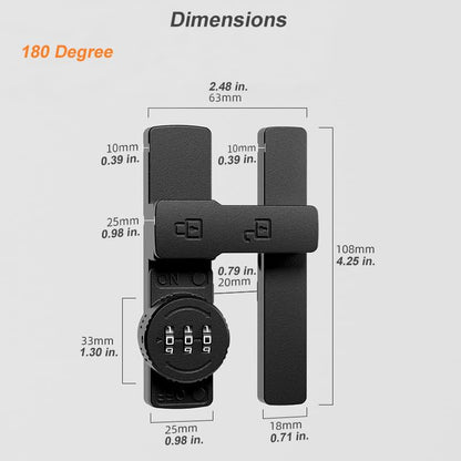 ETEKJOY Flip Latch Lock with Combination 90/180 Degree Sliding/Swinging Door Lock Latch Bolt for Gate Barn Garage Shed Window Cabinet 3-Digit Password Keyless (180 Degree, Black) - size: 180 Degree