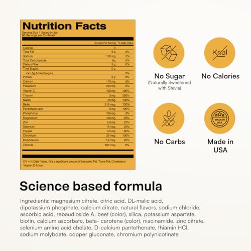KEY NUTRIENTS Selenium Multivitamin Electrolytes Powder No Sugar - Tropical Peach Mango Electrolyte Powder - Endurance & Energy Supplement - Hydration Powder - No Calories - 90 Servings - Made in USA - size: 90 Servings