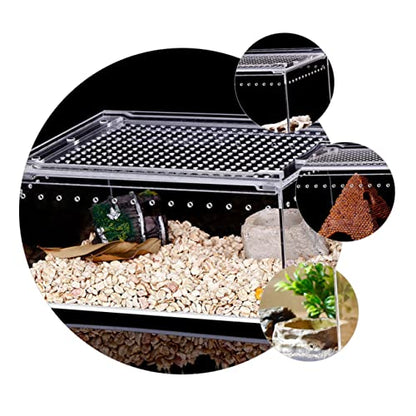 POPETPOP Reptile Breeding Box, Reptile Feeding Container Aquarium Breeding Tank Transparent Feeding Box Terrarium Habitat for Snake Turtle Lizards（7.86X5.89X3.93in）