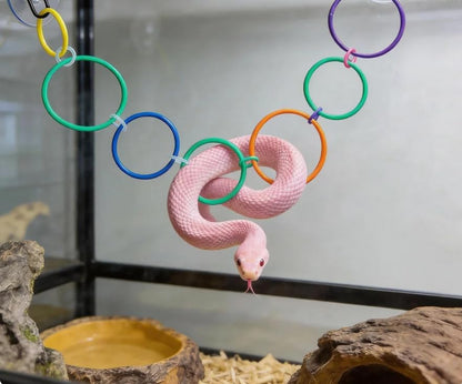 Snake Climbing Branch with Rings Ball Python, Snake Enrichment Toy Resin Reptile Climb Wood Branch for Gecko, Hermit Crab, Lizard, Tarantulas,Frogs Tank Accessory Decor