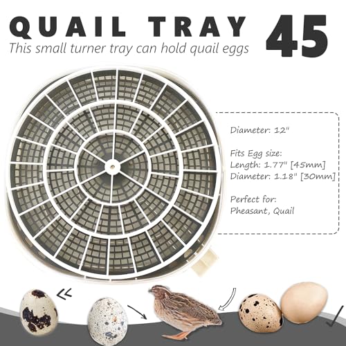 Egg Turner Tray Replacement fit for Nurture | sturdy plastic, fit for small quail eggs, 45 holders, perfect replacement, egg hatching tray