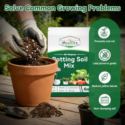 ZeeDix 1QT Tropical Potting Mix for Plants | Perlite Coco Coir Vermiculite Peat Moss, Balanced Aeration Drainage & Moisture Retention, Beginner Friendly - color: Potting Soil Mix, size: 1 qt