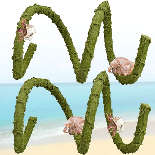 2Pcs Hermit Crab Climbing Toys Set, 39.4 in Bendable Hermit Crab Supplies, Reptile Tanks Vine Toy, Climbing Vine Aquarium Decor,Terrarium Habitat Accessories for Gecko Frogs Snake - color: 2pcs