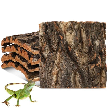 SOIMISS 5 Pcs Reptile Tank Background Cork Bark Sheets for Terrarium Tree Bark Decor Hide Log for Gecko Bearded Dragon Turtle and Lizard Enclosures 5.90 X 5.90 X 0.78 in
