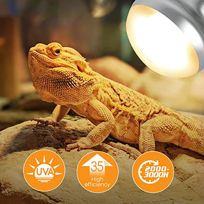 WACOOL 2 Pack Heat Lamp Bulbs for Reptiles, 75W Intense Basking Spot Lights, Simulate Daytime Sunshine Heat Bulbs, UVA Daylight - style: 75W-2pack
