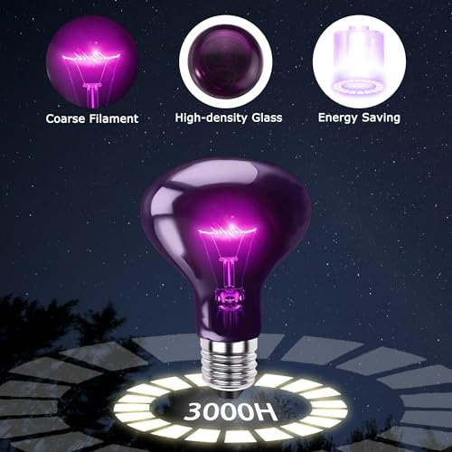 60W Reptile Night Light Bulb, Purple UVA Heat Lamp with Simulated Moonlight Effect, Night Basking Lamp for Bearded Dragons, Lizards, Snakes & Amphibians, Terrarium & Aquarium Use, 2 Pack - color: Moonlight Heat Lamp, size: 60W - Gen2 - R63