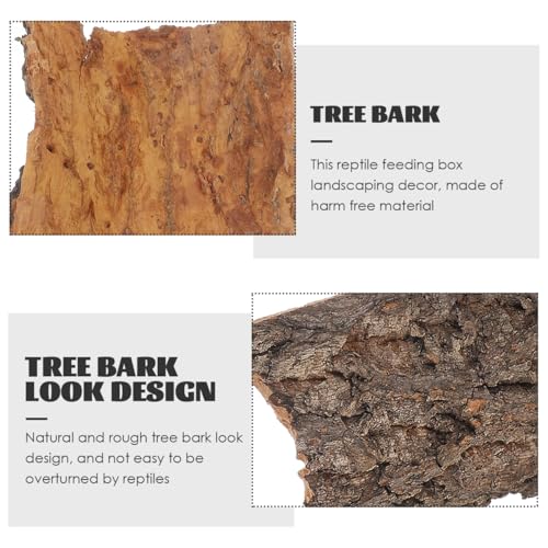 VICASKY Cork Bark Reptile Climbing Paper 4 Pcs Terrarium Background Natural Backdrop Mat Habitat Decor for Spider Lizard Chamelon Turtle Beared Dragon Bearded Tank Flats Decorations Sticks Carpet