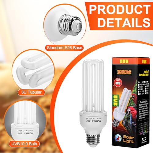 VIHOSE 4 Pack UVB Reptile Light Bulb 23w 10.0 UVB Bulb for Desert Reptiles Pet Light for Turtle Compact Fluorescent Terrarium Lamp for Bearded Dragon, Lizard, Tortoise, Iguanas, Snake, Gecko