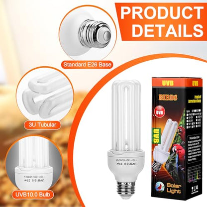 VIHOSE 4 Pack UVB Reptile Light Bulb 23w 10.0 UVB Bulb for Desert Reptiles Pet Light for Turtle Compact Fluorescent Terrarium Lamp for Bearded Dragon, Lizard, Tortoise, Iguanas, Snake, Gecko