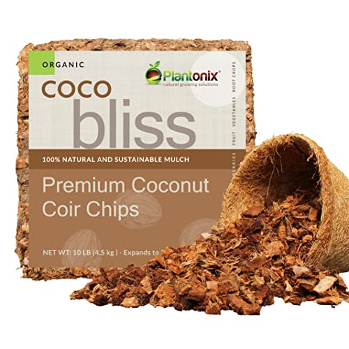 Organic Coco Chips for Plants (10lbs) - Coco Coir Chips - Coconut Husk Chips for Potting Soil, Garden Soil, & Seed Starter Soil - Coconut Mulch for Garden - Compressed Coconut Chips for Plants - color: Coco Chips (10lbs)
