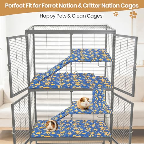 Fitted Liners for Ferret Nation, Critter Nation Cage - Washable Liner for Ferrets, Chinchillas, Rats, Guinea Pig, Hedgehogs & Other Small Animals - Waterproof Cage Accessory (Double Unit Set) - size: Double Unit Set