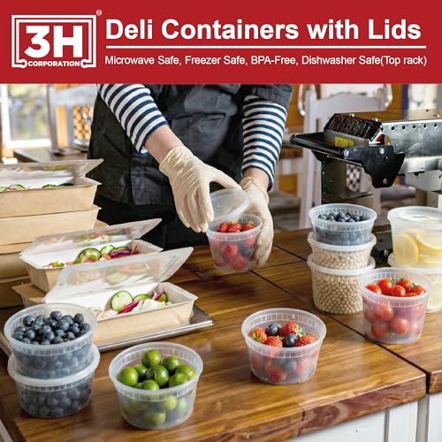 16 oz Food Storage Containers with Lids (240 Set/480 Piece) Small Deli Containers for Soup, Freezer Microwave Safe, BPA-Free Plastic, Stackable Snack Leakproof Leftover Organizers - size: 16 oz - 240 Sets